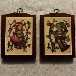Vintage Hummel Pictures Manchester Wood Plaque Girl & Boy in Tree